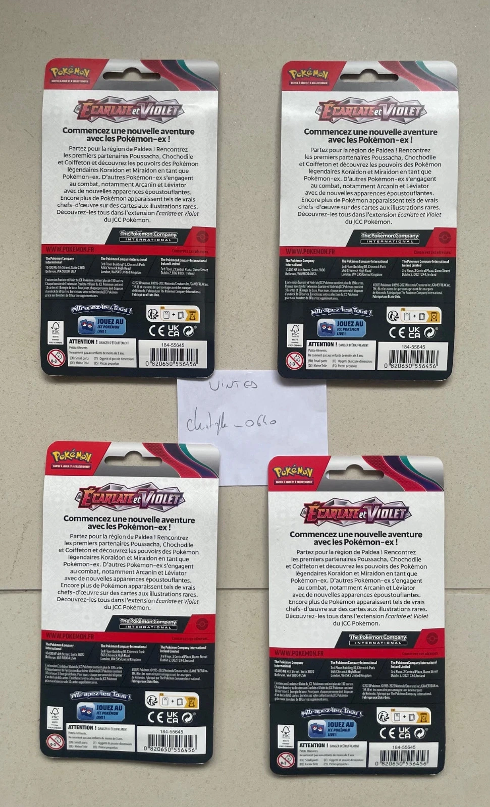 Artset, lot de 4 boosters pokémon nuevos sellados de 10 cartas cada uno, serie escarlata y violeta, EV1 – photo 2